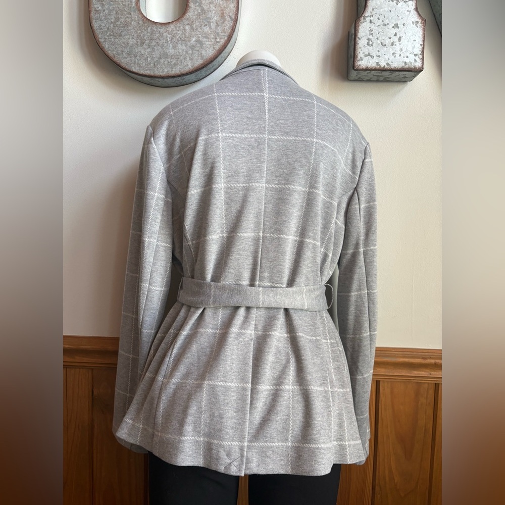 Blazer Grey & White plaid size L women’s, never worn, soft, chic, casual office - Picture 4 of 8